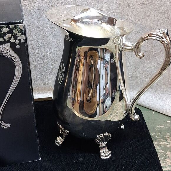 Vintage Leonard Silver Plated Water Pitcher Four-Toe Claw Footed with Ice Guard - Picture 2 of 6